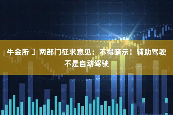 牛金所 两部门征求意见:不得暗示!辅助驾驶不是自动驾驶